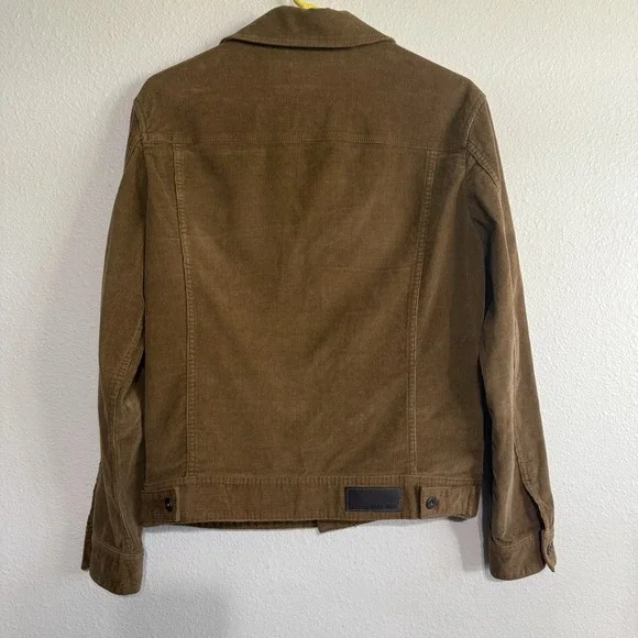 Zara Mens Trucker Corduroy Jacket Brown Button Front Casual Size Small Tan Camel - Picture 7 of 12